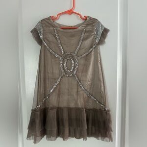 Elegant Taupe Dress with Silver Accents